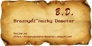 Breznyánszky Demeter névjegykártya